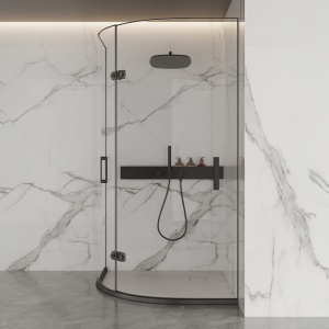 Cadita de dus ALBA, Structura de piatra 80x80cm, Culoare Alb - Img 3