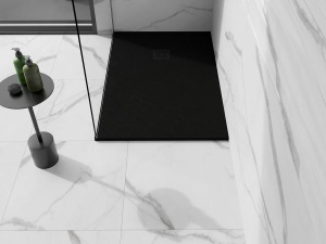 Cadita de dus compozit- structura piatra dreptunghiulara 140x100 cm, Culoare Negru - Img 4