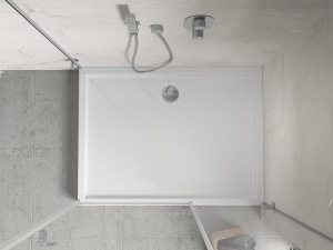 Cadita de dus dreptunghiulară 120 x 80 cm, alb lucios, cu sifon inclus - Img 4