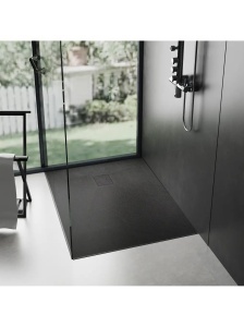 Cadita de dus dreptunghiulara imitatie piatra Magnum Black 100 x 80 cm neagra - Img 5