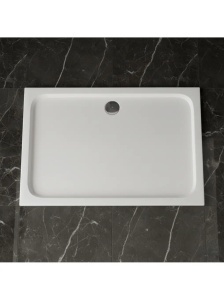 Cadita de dus dreptunghiulara slim din acril Belmond White 100 x 80 cm alba - Img 4