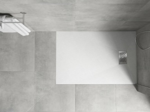 Cadita de dus Hugo 110x90 cm, albă, SMC, cu capac inox – Model 42109011-X - Img 4