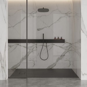 Cadita de dus JUKO Negru 120x90 cm dreptunghiulara, Slim - Img 11