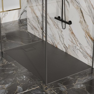 Cadita de dus JUKO Slim, Structura de piatra 120x80cm, Culoare Negru - Img 5