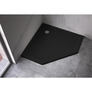 Cadita de dus pentagonala slim finisaj lucios ST08B 90 x 90 neagra - Img 4
