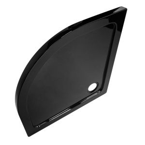 Cadita de dus semicurculara slim finisaj lucios ST01A 80 x 80 cm neagra - Img 2