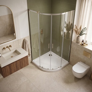 Cadita de dus semirotunda Rea Look White 80 x 80 cm acril alb - Img 3