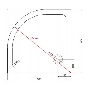 Cadita de dus ST01B Slim, Semirotunda, Dimensiune 90x90cm, Culoare Negru - Img 4