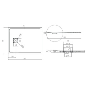 Cadita de dus TORINO SMC ULTRA SLIM, Dimensiuni la alegere, Culoare Alb - Img 6
