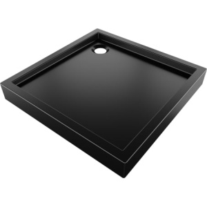Cadita dus inalta, culoare negru 100x100 cm