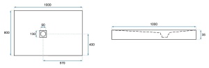 Cadita dus REA STONE, dimensiune: 90x120 cm, acril mineral, gri inchis - Img 7
