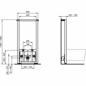 Cadru pentru bideu Ideal Standard ProSys inaltime 115-135 cm - Img 2