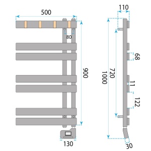 Calorifer electric, portprosop, Rea Nexo 90X50 cm, Gri Mat - Img 8