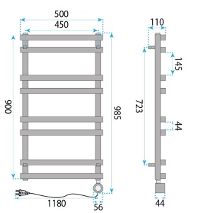 Calorifer electric, protprosop, REA NORI 90x50 Negru Mat - Img 9