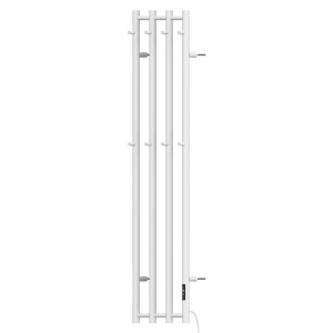 Calorifer electric vertical pentru baie Kasjan Alb – 140.5 x 34.6 cm, 250W cu panou LED si suport prosoape - Img 3