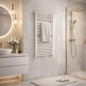 Calorifer portprosop pentru baie Corso 120 x 60 cm, alb lucios - Img 15
