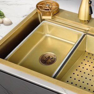 Chiuveta bucatarie, multifunctionala cu o singura cuva Costa Gold 68 x 46 cm - Img 7