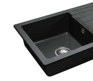 Chiuveta Bucatarie Pro GRANIT DAG BLACK, Dimensiuni 43.5 x 75 x 15 cm, 1 Cuva, Picurator Reversibil, Incastrabila, Negru cu Picatele - Img 2