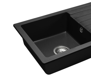 Chiuveta Bucatarie Pro GRANIT DAG BLACK, Dimensiuni 43.5 x 75 x 15 cm, 1 Cuva, Picurator Reversibil, Incastrabila, Forma Dreptunghiulara, Negru - Img 2