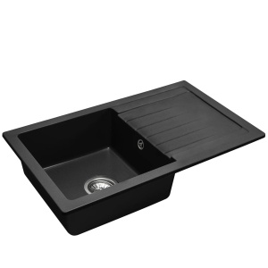 Chiuveta Bucatarie Pro GRANIT DAG BLACK, Dimensiuni 43.5 x 75 x 15 cm, 1 Cuva, Picurator Reversibil, Incastrabila, Forma Dreptunghiulara, Negru - Img 7