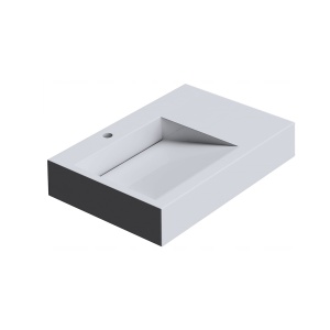 Chiuveta De Blat PRO CASPAR, Dimensiuni 75x50x 13 cm, Montaj Pe Blat, Design Deosebit, Forma Dreptunghiulara, Conglomerat, Alb - Img 1