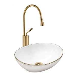 Chiuveta de blat PRO VERA alb cu margini aurii,dimensiunea 40,5 x 33 x 14 cm - Img 1