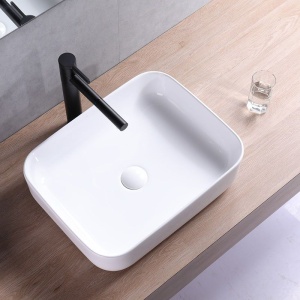 Chiuveta de blat REA DEMI SLIM, Dimensiuni 51 cm x 39 x 13.5 cm, Ceramica Sanitara, gaura baterie, Alb - Img 4