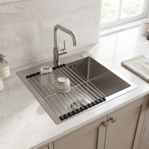 Chiuveta de bucatarie din otel cu accesorii Rea Leo 40 Brush Nickel - Img 3