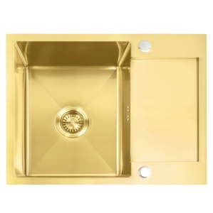 Chiuveta de bucatarie Inox PAUL, Model modern, Culoare Gold Brush cu baterie - Img 9