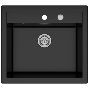 Chiuveta De Bucatarie Kernau , Model Minimalist Din Granit 59.5x54cm , Culoare Retro Deep Black - Img 2