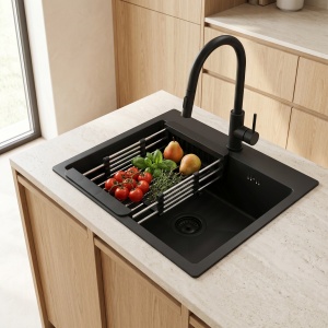 Chiuveta din inox cu set de accesorii Rea Leo Black 50 cm - Img 2