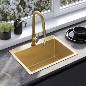 Chiuveta din inox cu set de accesorii Rea Liam Brush Gold 58 cm - Img 3