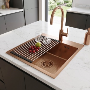 Chiuveta din otel cu set accesorii Rea Leo 40 Brush Copper - Img 4