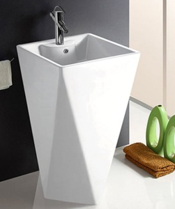 Chiuveta Independenta PRO VELDMAN ROCK FREE-STANDING, Dimensiuni 47x47 X 83 Cm, Forma Patrata, Cu Gaura Baterie, Alb - Img 4