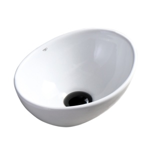 Chiuveta lavoar oval cu montaj pe blat, din ceramica alba, Lumo White Gloss 34 x 27 cm - Img 8