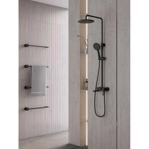 Coloana de dus cu baterie monocomanda FDesign Zaffiro finisaj negru mat - Img 2