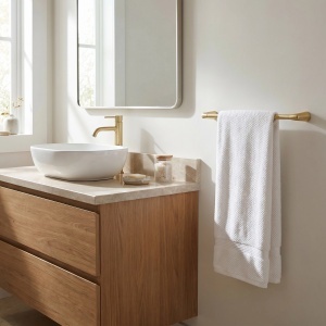 Cuier de baie, bara prosop Rea Vibe Brush Gold - Img 5