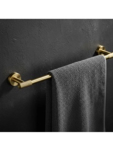 Cuier de baie minimalist Galo Brush Gold 5701 auriu periat - Img 3