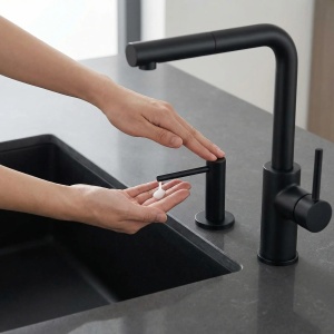 Dispenser detergent cu fixare pe chiuveta Rea DEX Black - Img 3