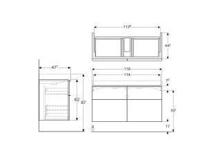 Dulap baza suspendat Geberit iCon alb lucios 119 x 47 cm 4 sertare - Img 2