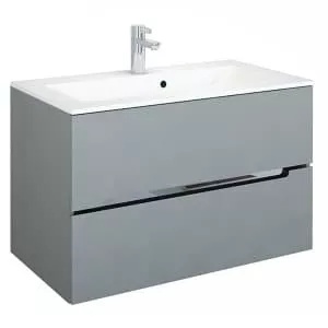 Dulap baza suspendat Oristo Silver gri mat 90 x 45 x 55 cm cu 2 sertare