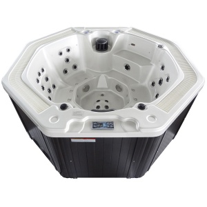 Jacuzzi de gradina alb, rotund exterior antracit PRO 107 pentru 6 persoane 220 x 200 x 97 cm - Img 14