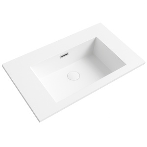Lavoar baie incastrat din conglemerat, alb, Veldman Lotus 60 x 46 cm - Img 2
