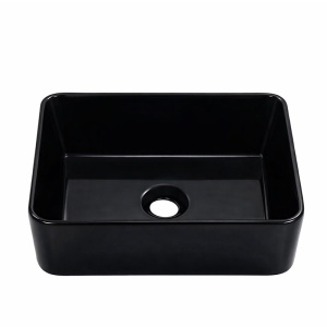 Lavoar ceramic dreptunghiular cu fixare pe blat Luxo Black Gloss 41 x 31 cm - Img 5