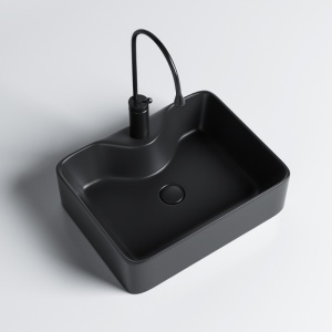 Lavoar ceramic dreptunghiular cu montaj pe blat Elise Black Matt 48 x 37 cm - Img 3