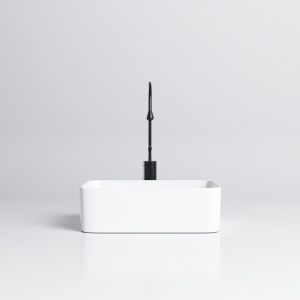 Lavoar ceramic dreptunghiular cu montaj pe blat Luxo White Gloss 41 x 31 cm - Img 5