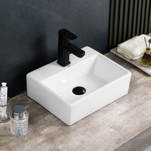 Lavoar ceramic dreptunghiular cu montaj pe blat Viva White Gloss 40 x 30 cm - Img 9