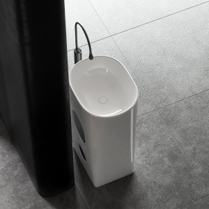 Lavoar ceramic freestanding Claro White Gloss 49 x 38 cm - Img 6