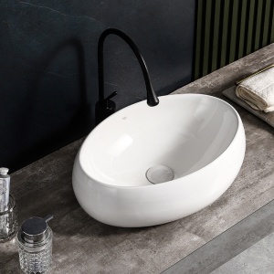 Lavoar ceramic oval cu montaj pe blat Cari White 50 x 31 cm - Img 2