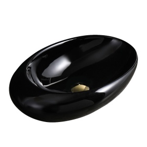 Lavoar ceramic oval cu montaj pe blat Emma Black Gloss 49 x 31 cm